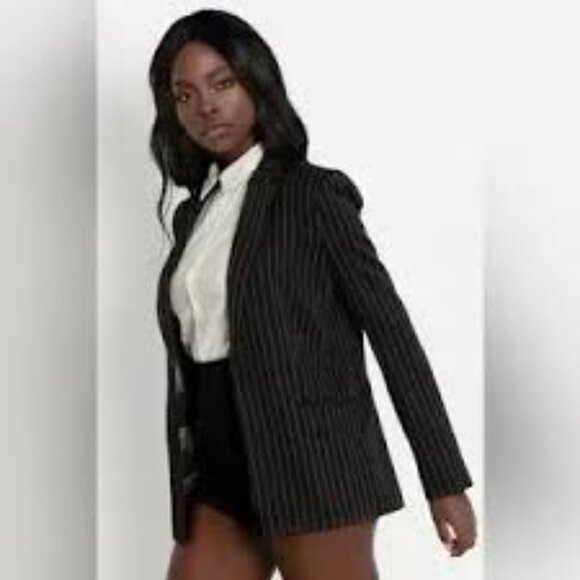 BlackMilk Pinstripe Gone Batty Fitted Blazer - Picture 7 of 9